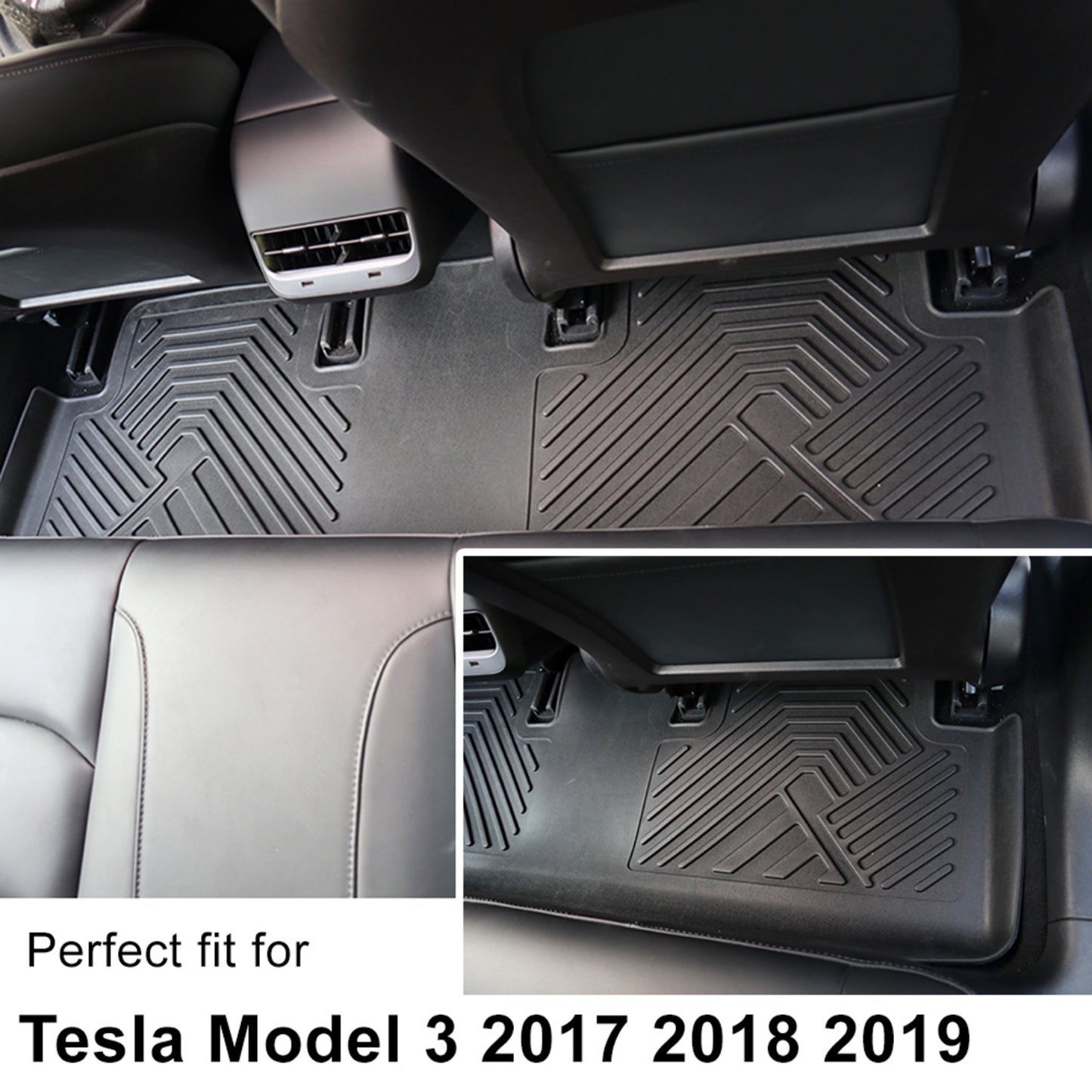 Tesla Model 3 Floor Mats (2017-2019) – Custom Fit All-Weather Waterproof TPE Front & Rear Floor Liners