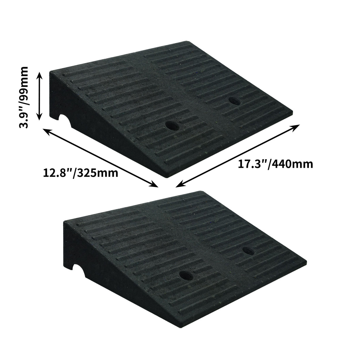 2-Pack Rubber Curb Ramps for Low Cars - 7000lb, 4-7
