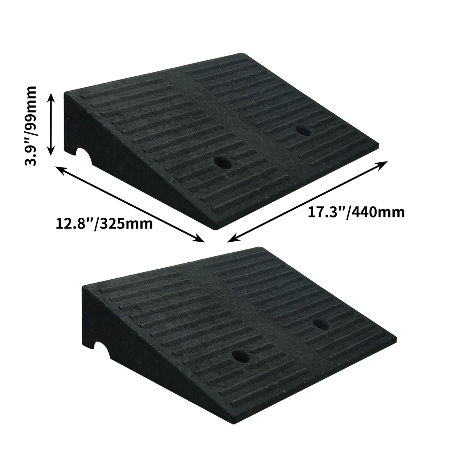 2-Pack Driveway Curb Ramp for Low/Lowered Cars - Rubber Auto Curb Ramps (7000lb Load) with 4/5/6/7 Inch Adjustable Height