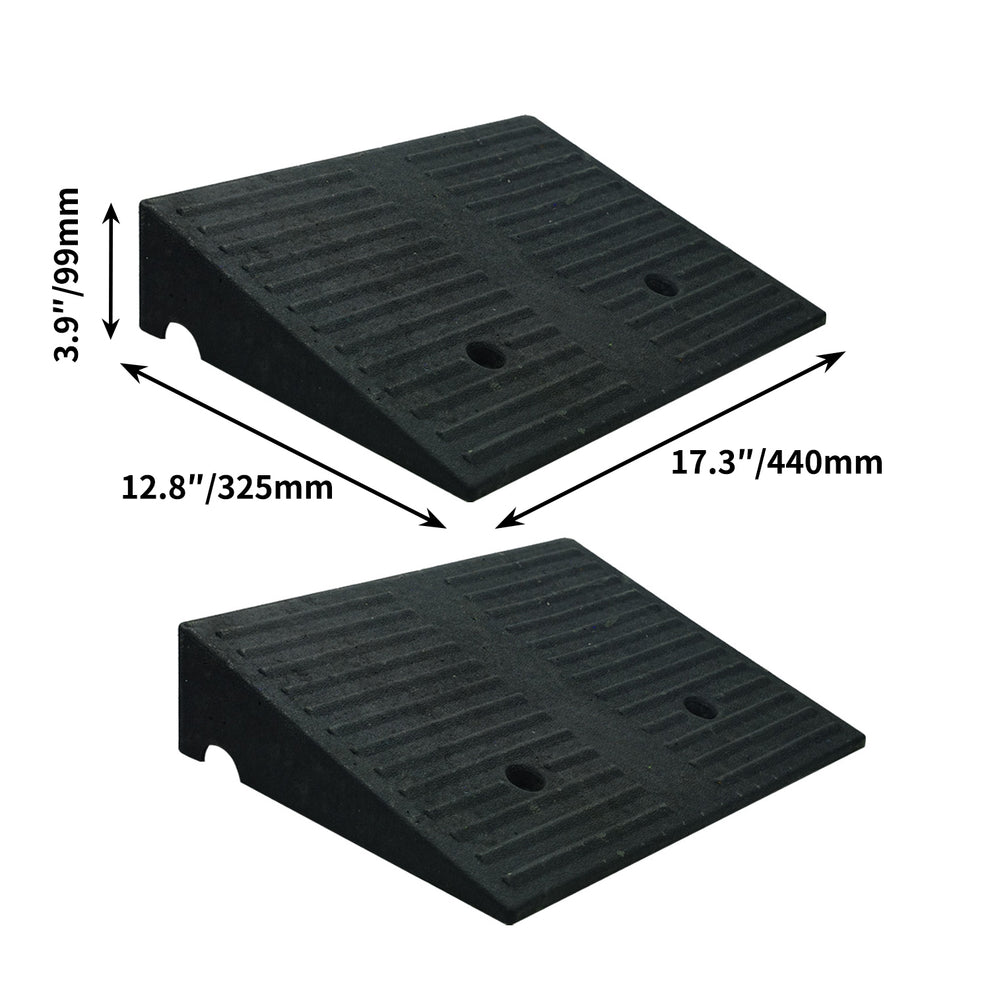 2-Pack Rubber Curb Ramps for Low Cars - 7000lb, 4-7