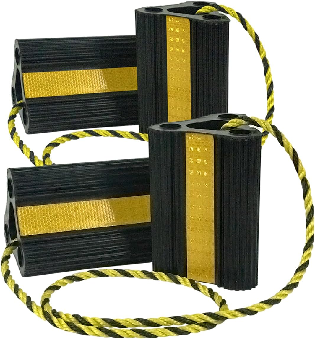Rubber Wheel Chocks for RV Trailer & Truck - Reflective Strip
