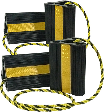 Rubber Wheel Chocks for RV Trailer & Truck - Reflective Strip