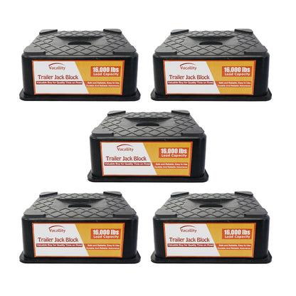 RV Leveling Blocks, RV Trailer Jack Block & Trailer RV Stabilizer Blocks, 1/2 Pack Up To 16000 Lbs, Heavy Duty Sturdy Utility Jack Stand for 5th Wheels, Scissor Stabilizer, Fits Round & Square Tongue Jack Foot