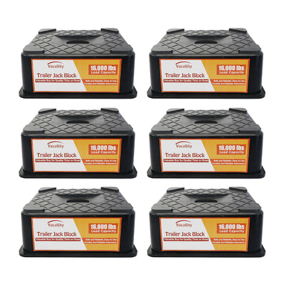 RV Leveling Blocks, RV Trailer Jack Block & Trailer RV Stabilizer Blocks, 1/2 Pack Up To 16000 Lbs, Heavy Duty Sturdy Utility Jack Stand for 5th Wheels, Scissor Stabilizer, Fits Round & Square Tongue Jack Foot