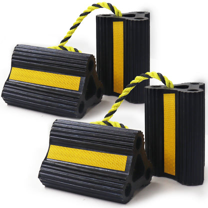Rubber Wheel Chocks for RV Trailer & Truck - Reflective Strip