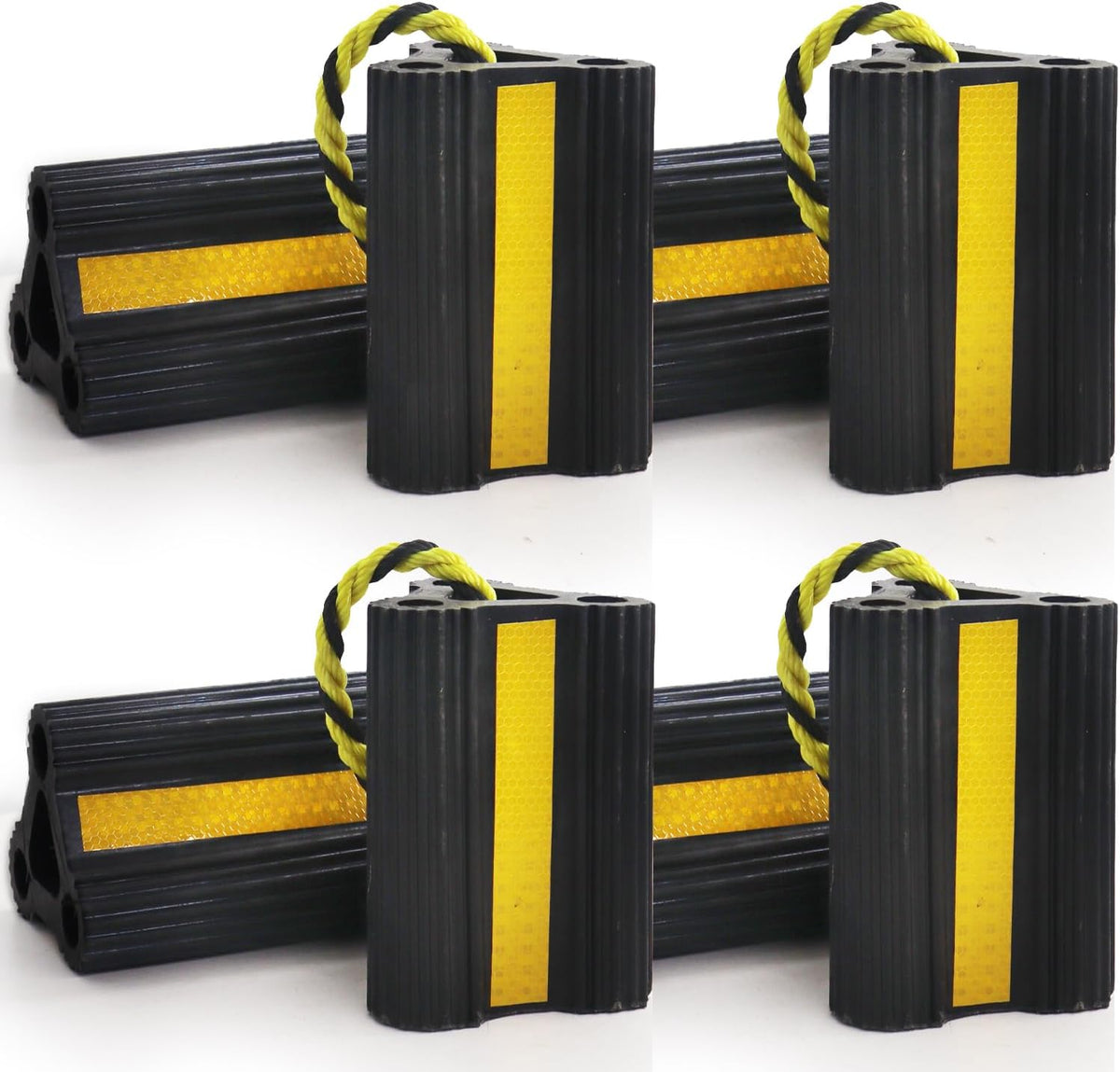 Rubber Wheel Chocks for RV Trailer & Truck - Reflective Strip