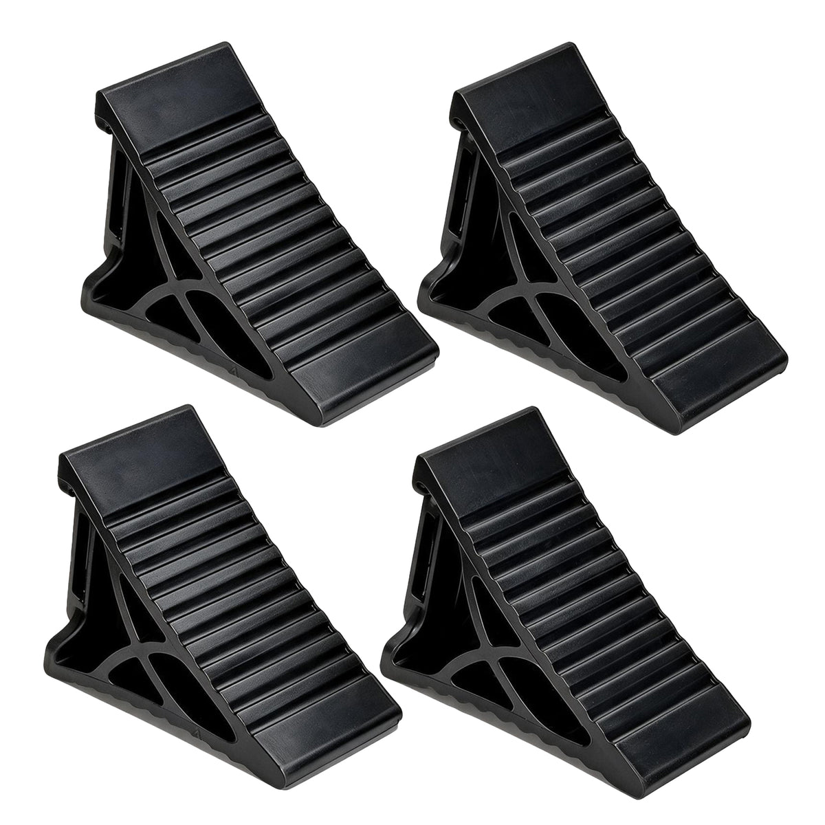 4-Pack Heavy Duty Rubber Wheel Chocks with Handle, Non Slip Stopper for RV, Truck, Car, ATV