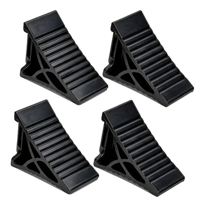 4-Pack Heavy Duty Rubber Wheel Chocks with Handle, Non Slip Stopper for RV, Truck, Car, ATV