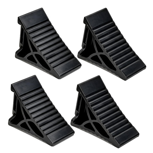 4-Pack Heavy Duty Rubber Wheel Chocks with Handle, Non Slip Stopper for RV, Truck, Car, ATV