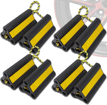4pairs 8packs Wheel Chocks  (Yellow) Solid Rubber Wheel Chock for Travel Trailers Camper